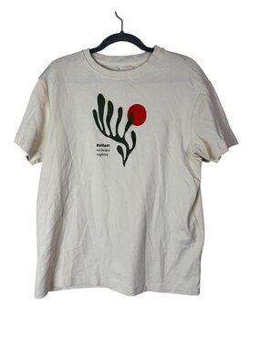 Reflect Embrace Explore Graphic T-Shirt Reserved Cream Cotton Mens Medium Casual